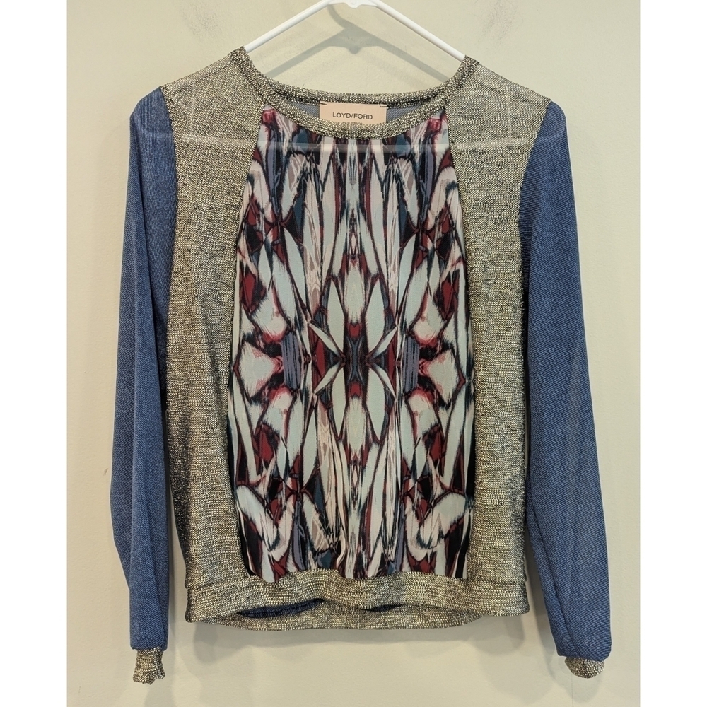 Loyd/Ford Silk Blend Metallic Thread Detail Blouse Size 0